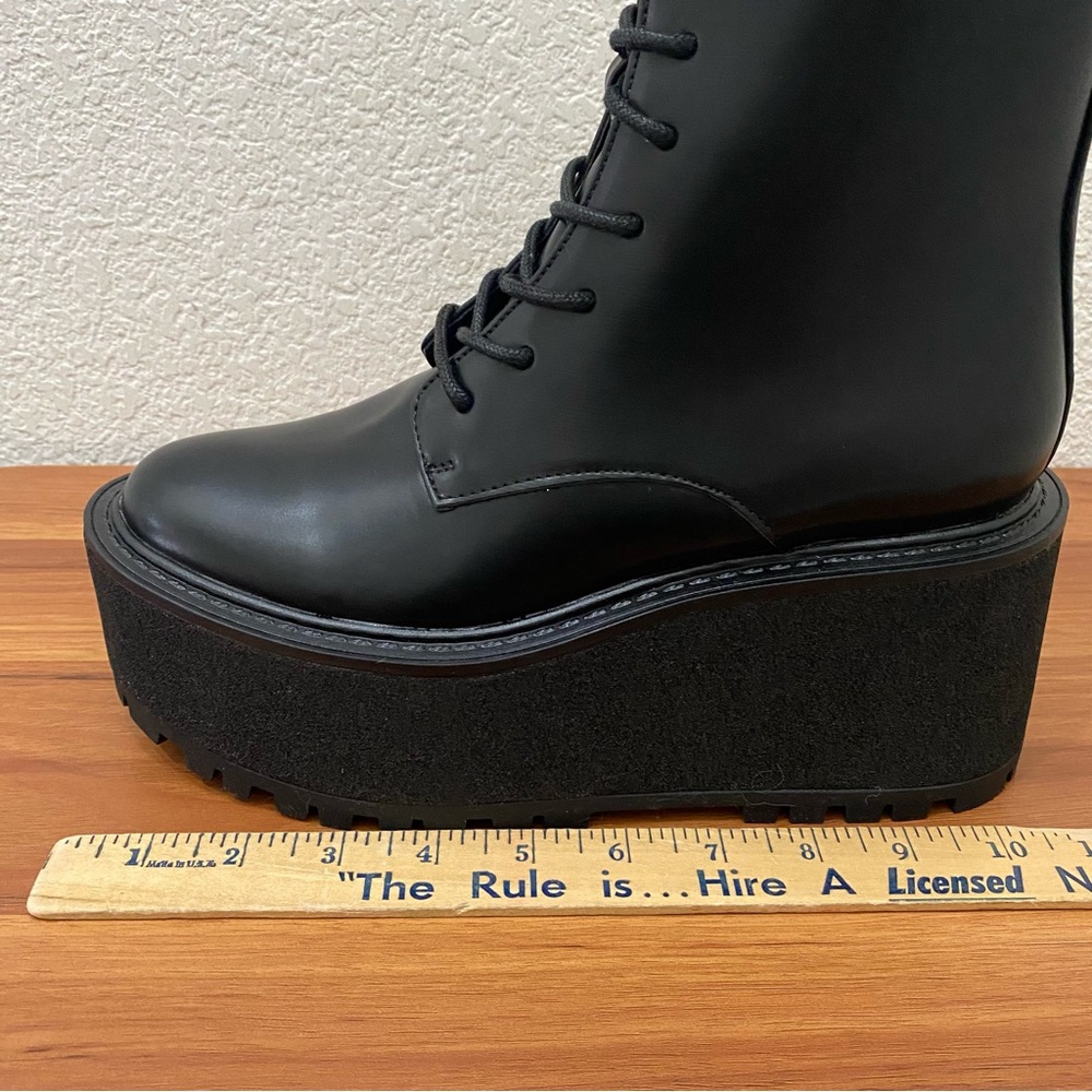 CIRCUS by Sam Edelman SLATER Black Faux Leather Lace-up Platform Combat Boots 8 - Picture 10 of 16